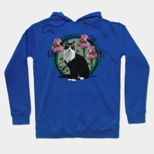 Black and White Cat with Irises 2 Hoodie